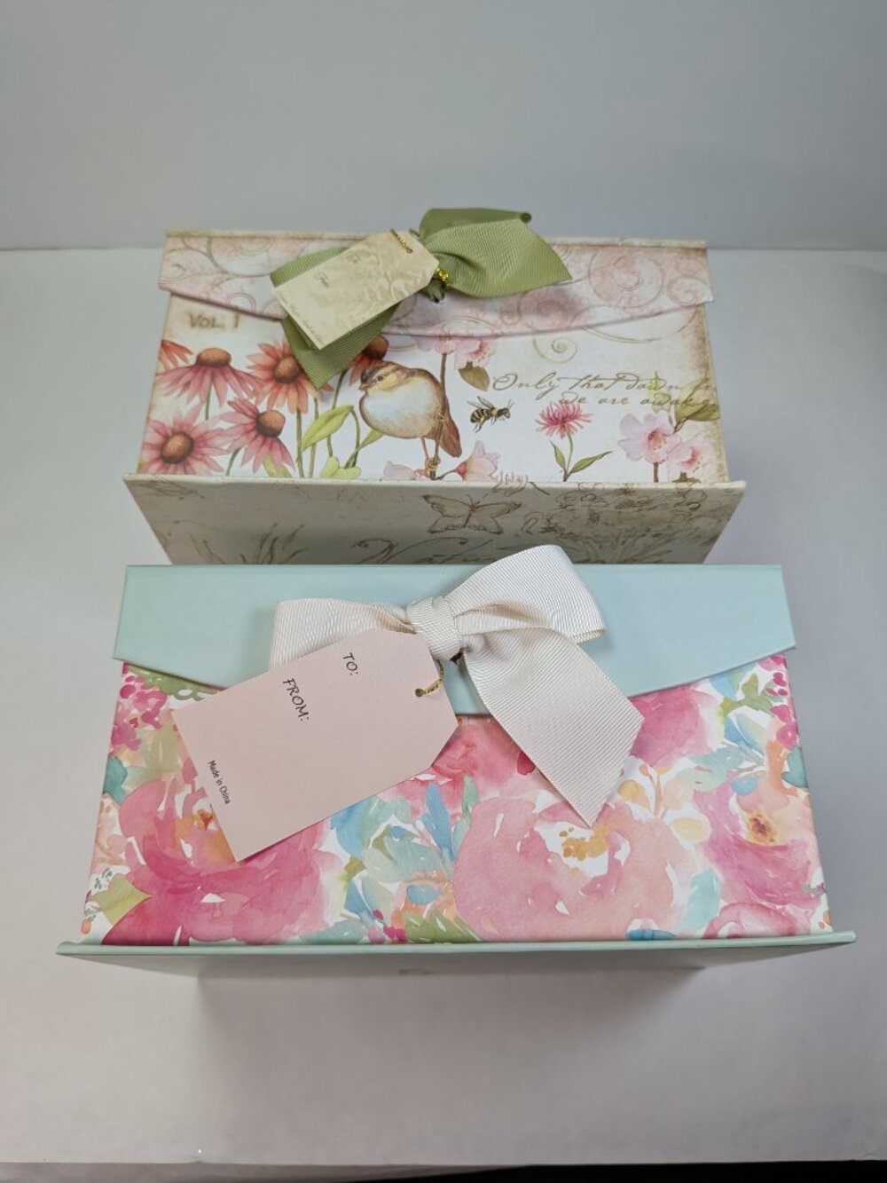 Susan Winget Bird Floral Gift Box Bundle 4pc Magnetic Closure Shabby Chic - Picture 4 of 15